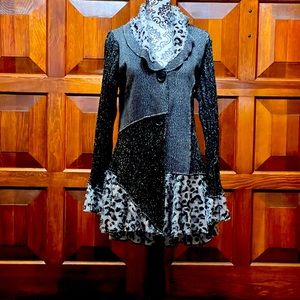 Women’s Sweater- Mixed Media Design, Cardigan